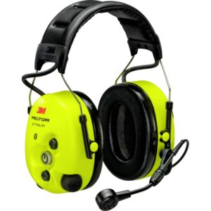 Casque antibruit 3M Peltor jaune fluorescent avec serre-tête et fonctions audio