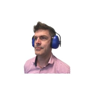 Casque anti-bruit RS PRO noir et bleu à fixation serre-tête