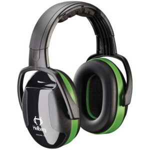 Casque antibruit Secure 1H HELLBERG noir-vert avec serre-tête large et doux
