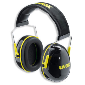 Casque antibruit Uvex K2 noir et jaune avec coquilles et serre-tête