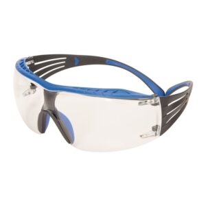 Lunettes 3M SecureFit SF401 à verres transparents et branches bleues et grises