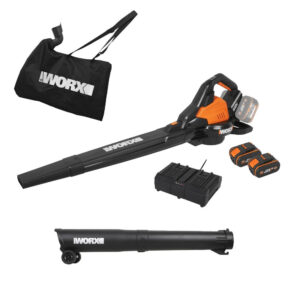 Aspirateur souffleur broyeur Worx Wg583e portable avec sac collecteur et batteries