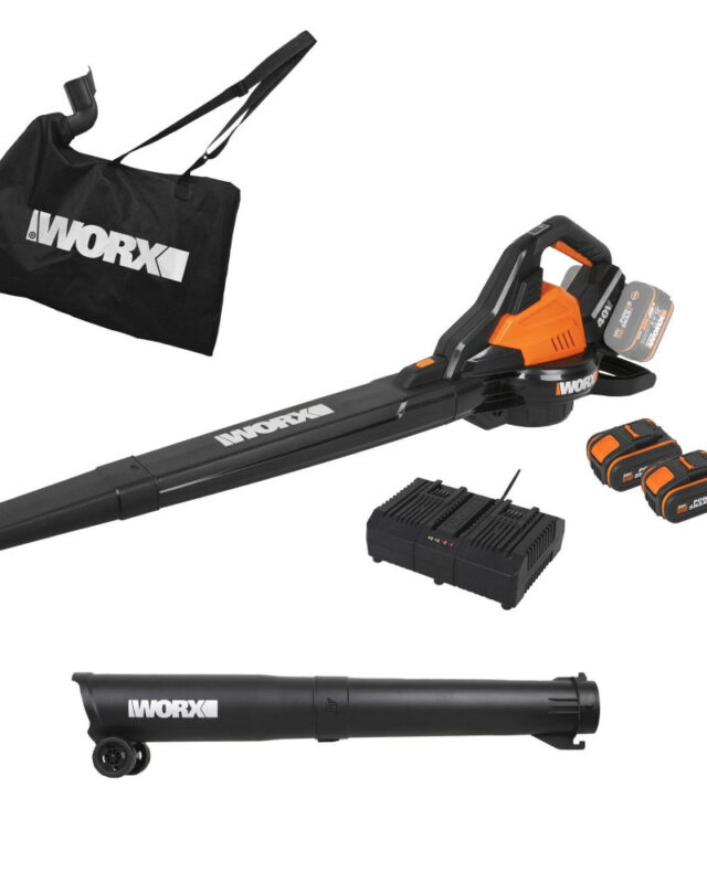 Aspirateur souffleur broyeur Worx Wg583e portable avec sac collecteur et batteries